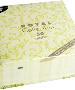 Papstar – Servietten 40 x 40 cm ROYAL Collection Limonengrün Damascato 50 Stück