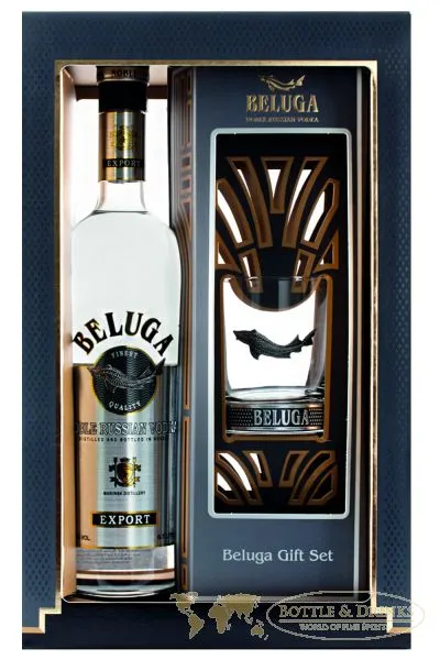 Beluga Geschenk-Set Beluga Vodka 0,7 Liter + Beluga Glas in Geschenkverpackung – Bild 2