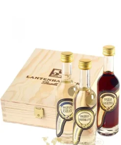 Lantenhammer Holzschatulle Mini-Spezialitäten (Spezial Kräuter, Enzian, Obstbrand) 3 x 0,05 Liter