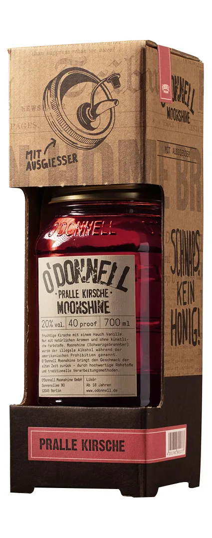 O’Donnell Moonshine Kombiset Pralle Kirsche Alk.20vol.% 0,7l inkl. Ausgießer – Bild 2