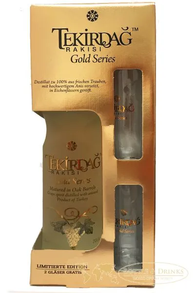 Tekirdag Gold Raki Türkei 0,7 Liter in GP mit 2 Gläsern – Bild 2